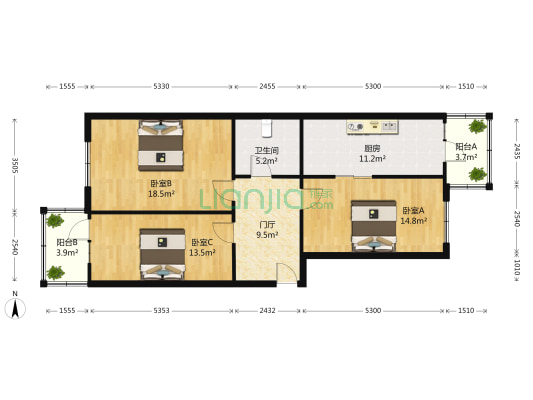 松树街 3室0厅1卫 104平方