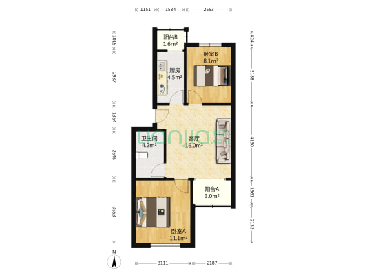 开阳里八区 2室1厅1卫 65平方