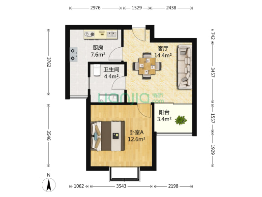 汤巷馨村(一期) 1室1厅1卫 53平方