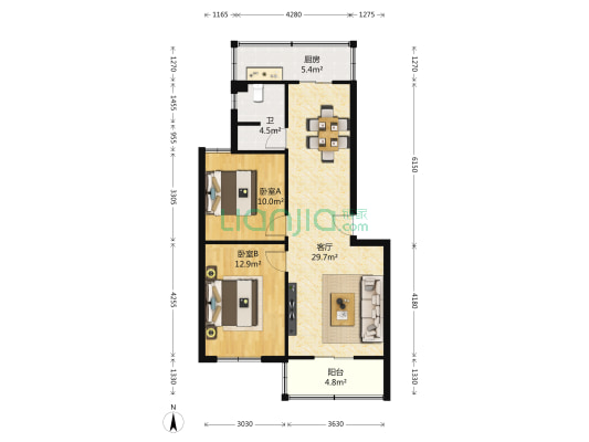 正功花园 2室1厅1卫 89平方