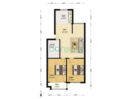 仙霞岭路3号 2室1厅1卫 79平方