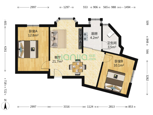 金玉华庭 2室1厅1卫 78平方