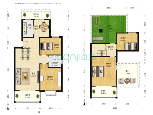 洪景丽苑 3室2厅1卫 156平方