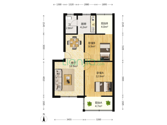 犀池苑 2室1厅1卫 76平方