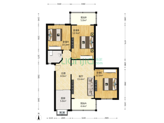 石人巷6号 3室1厅1卫 100平方