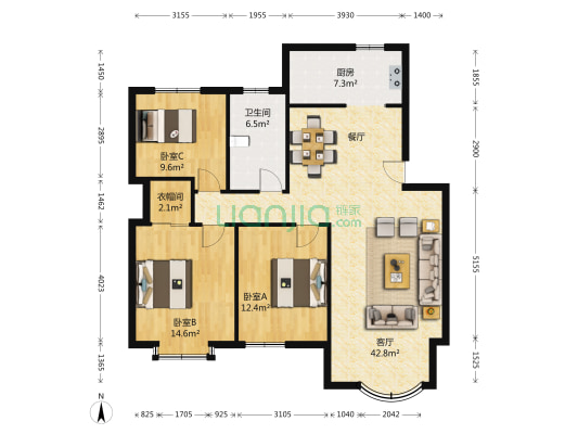 关南小区 3室1厅1卫 120平方