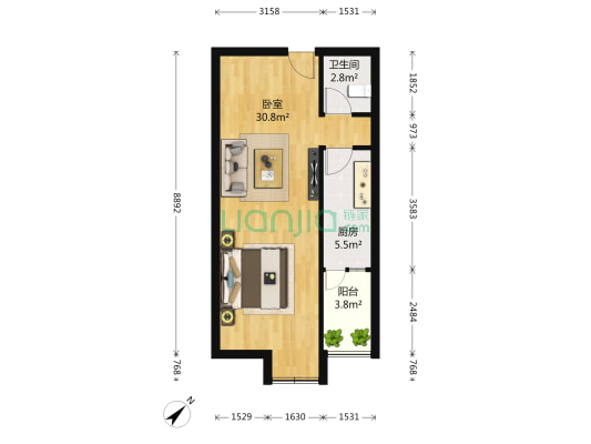 君和源 1室0厅1卫 51平方