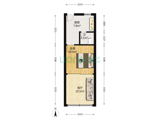 建国西路44号 1室1厅1卫 36平方