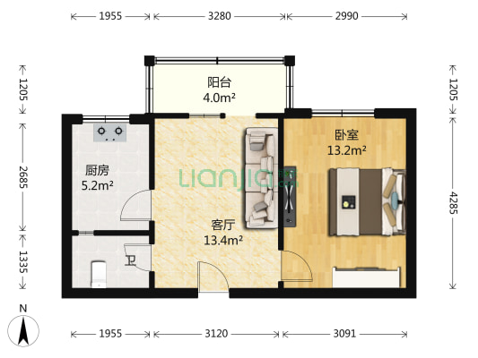 文锦苑 1室1厅1卫 49平方