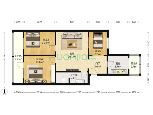 玉桥东路34号院 3室1厅1卫 100平方