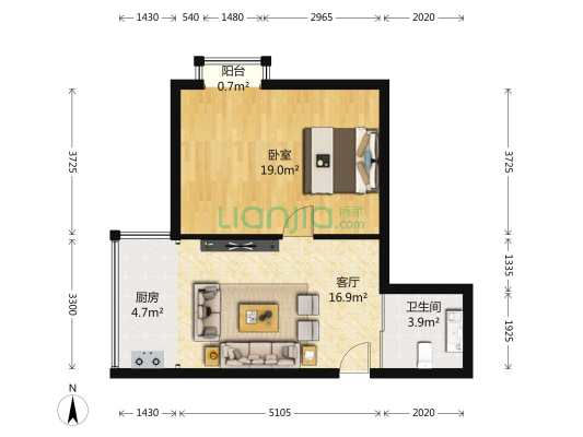 泰山领秀 1室1厅1卫 63平方