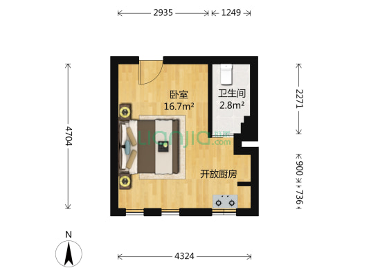 硚口宝丰路 时代天骄 一室 精装 老证 东南向