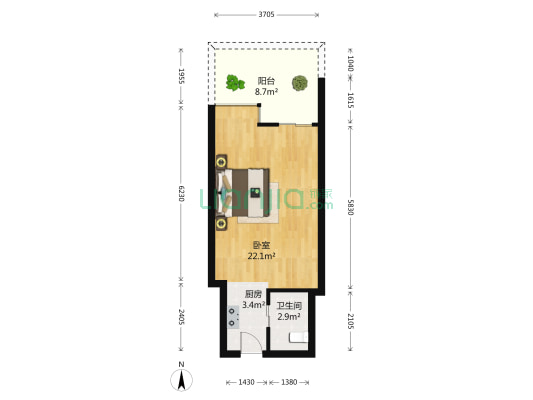 新世界丽晶花园 1室0厅1卫 45平方