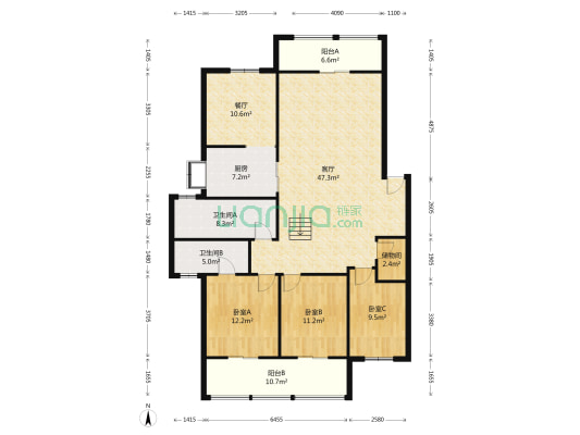 兰庭居 3室2厅2卫 144平方
