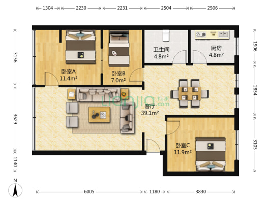 农行家属院 3室1厅1卫 94平方