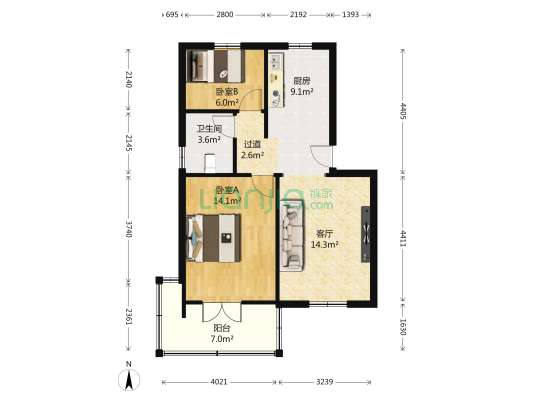 开元路63、65、67、69号 2室1厅1卫 69平方