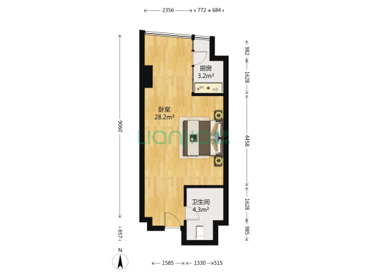 浦东大厦 1室0厅1卫 56平方