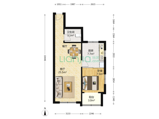 西安路公寓 1室1厅1卫 62平方
