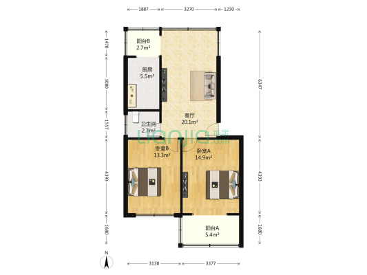 青龙小区 2室1厅1卫 84平方