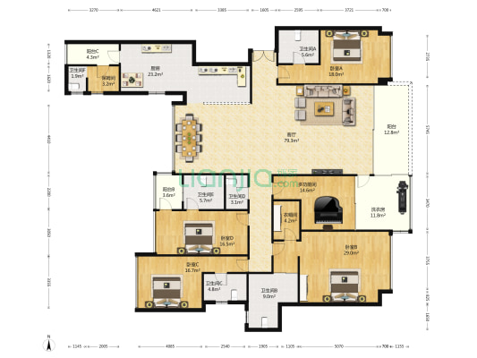 波托菲诺纯水岸十四期 5室1厅6卫 300平方