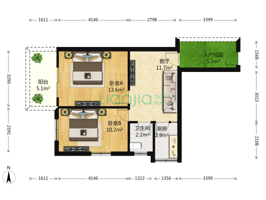 东风路北二巷4号 2室1厅1卫 59平方