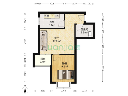 成南锦秀 1室1厅1卫 53平方