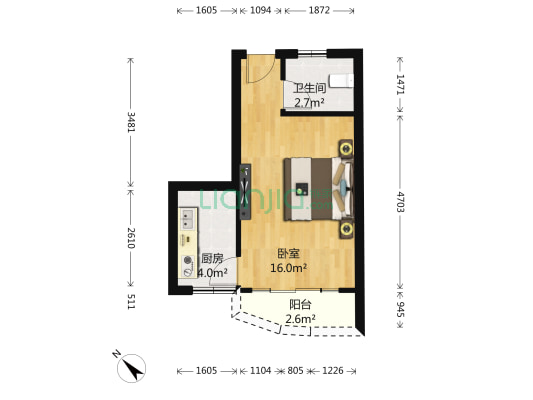 星光大道B区 1室0厅1卫 40平方