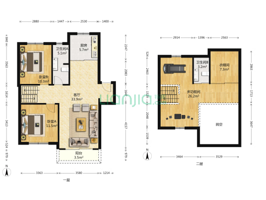 第五郡四号地 3室1厅2卫 89平方