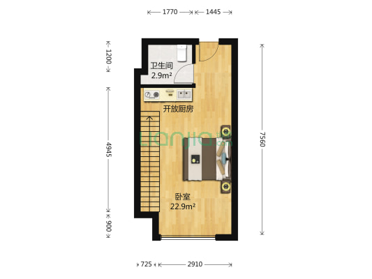 沙河锦庭 1室0厅1卫 43平方