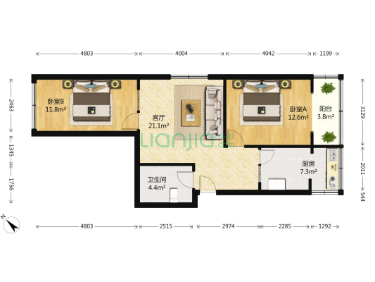 长城寿苑3号 2室1厅1卫 79平方