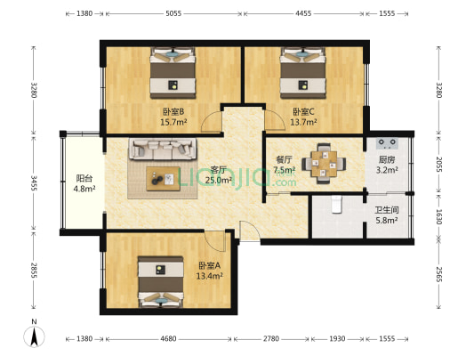 西城角巷3号附1号 3室2厅1卫 112平方