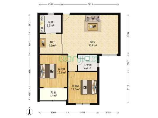 久事大桥公寓 2室2厅1卫 112平方