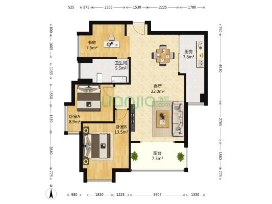 东苑D区 3室1厅1卫 101平方