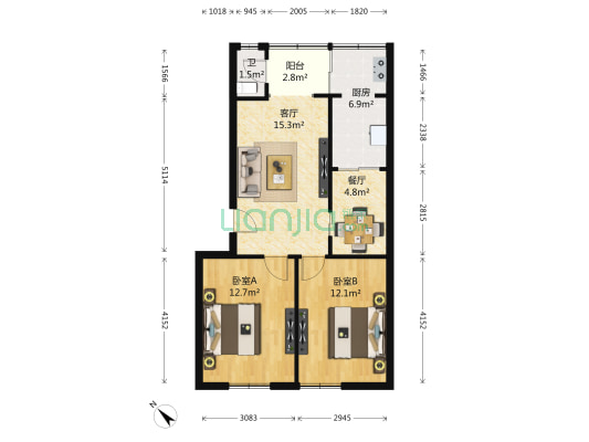 张家巷94号 2室2厅1卫 71平方