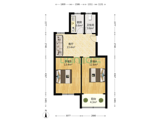 八卦新村 2室1厅1卫 60平方