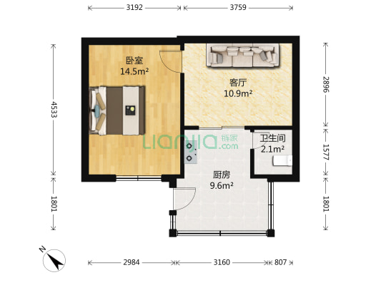 玉沙路98号附1号 1室1厅1卫 36平方