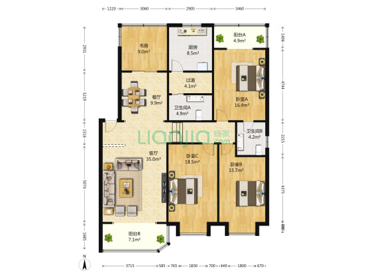 蜀馨苑A区 4室2厅2卫 153平方