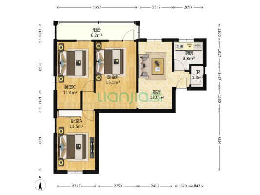 双榆树南里二区 3室1厅1卫 84平方