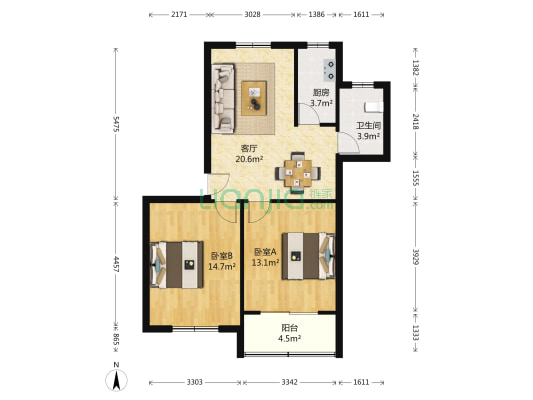 新成六坊 2室1厅1卫 77平方