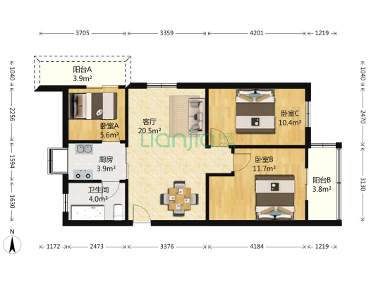 永清路37号 3室1厅1卫 76平方
