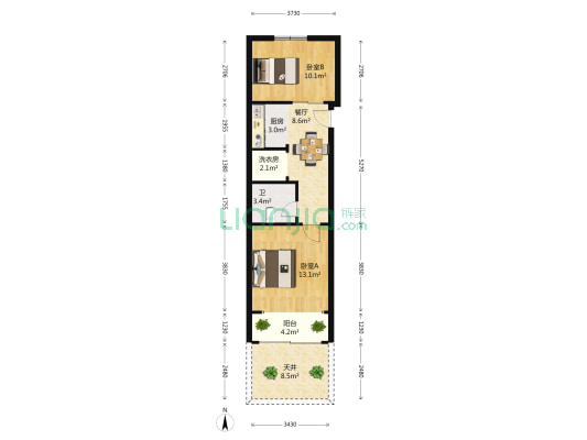 榆林路660号 2室1厅1卫 49平方