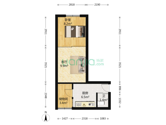 松云街 1室1厅1卫 43平方