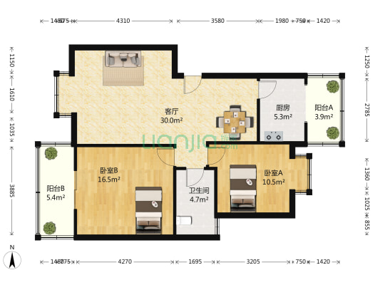 怡欣苑(金牛) 2室1厅1卫 87平方
