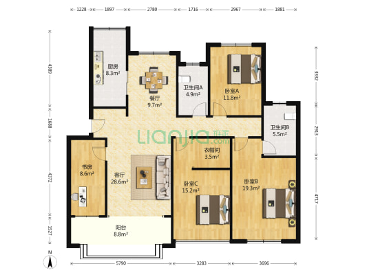 荷美名邸 4室2厅2卫 143平方