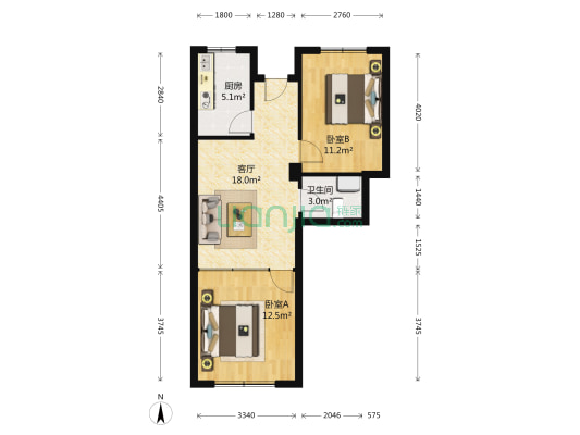 光伸外企公寓 2室1厅1卫 67平方