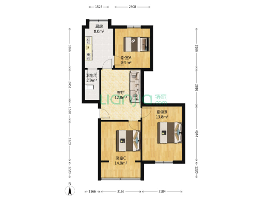 玉林九巷4号 3室1厅1卫 70平方