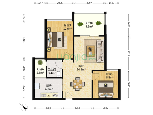 东原D7二期 2室1厅1卫 81平方