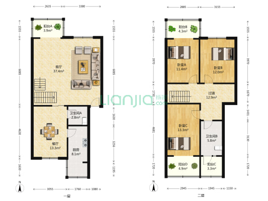 红墙巷71号 3室2厅2卫 157平方