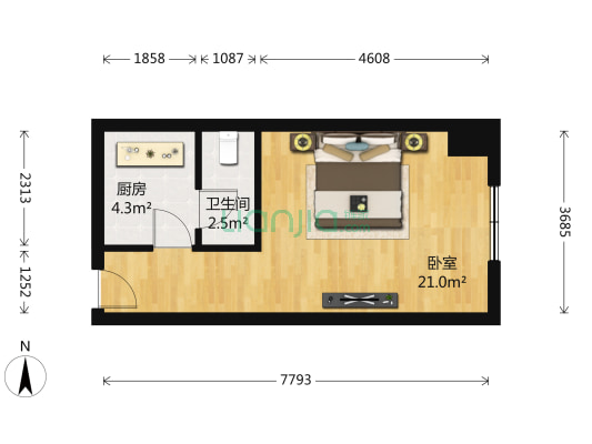 临江支路30号 1室0厅1卫 40平方