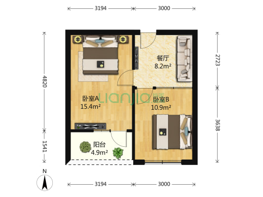 顺江苑371号 2室1厅0卫 54平方